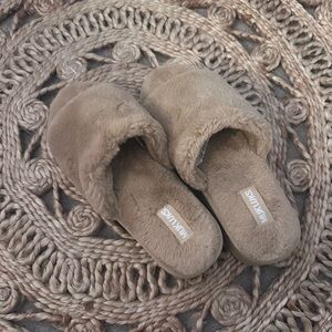 Muk Luks Tan Fuzzy Slippers